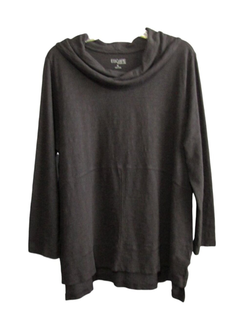Escape by Habitat Black Cowl Neck Peruvian Cotton Tunic Womens Sz XL Long Sleeve